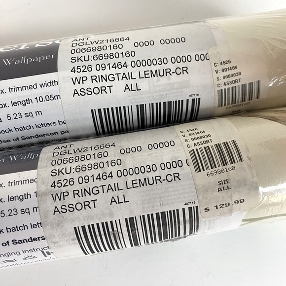 2 Rolls of Sanderson Ringtail Lemur Wallpaper - Picture 5 of 6